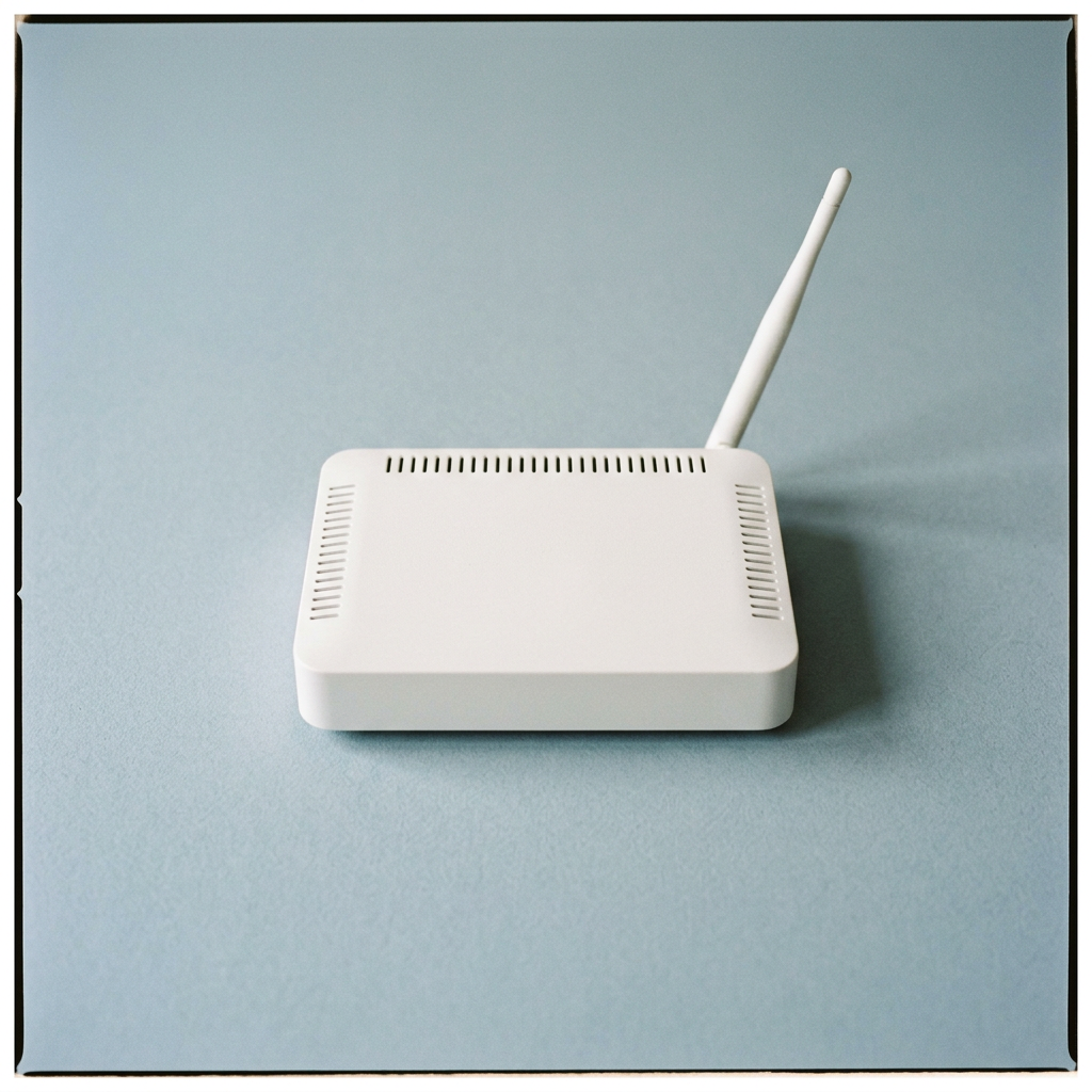 White electronics device with ventilation slots and an antenna